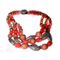LUCITE BEADED NECKLACE - GREAT SPRING NECKLACE #1510665