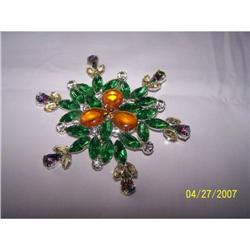 STUNNING KENNETH J. LANE AB & RHINESTONE BROOCH#1510667