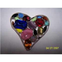 KENNETH J. LANE HEART SHAPE RHINESTONE BROOCH #1510669