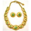 Image 1 : Retro GREEN Rhinestone DEMI Parure JEWELRY Set #1510684
