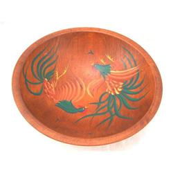 MUNISING Fighting COCKS Rooster WOOD Dough BOWL#1510691