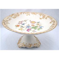 Antique HANDPAINTED Floral FOOTED Tidbit TRAY #1510692