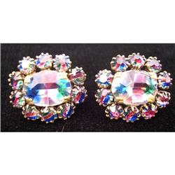 ART Deco CZECH Watermelon RHINESTONE Earrings  #1510696