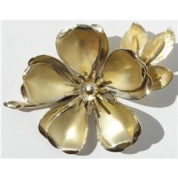 Vintage Coro Gold Poppy Pin #1510712