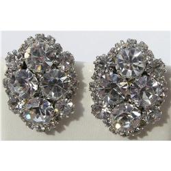 Vintage Oval Rhinestone Earrings #1510721