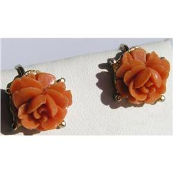 Vintage Signed Coro Rose Earrings #1510723