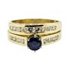 Image 2 : 1.29 ctw Blue Sapphire and Diamond Ring Set - 14KT Yellow Gold