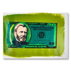 Steve Kaufman (1960-2010) "Half Grant" Limited Edition Mixed Media On Canvas