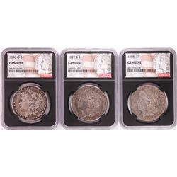 Lot of 1896-O, 1897-S, & 1898 $1 Morgan Silver Dollar Coins NGC Genuine