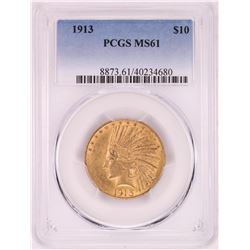 1913 $10 Indian Head Eagle Gold Coin PCGS MS61