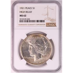 1921 $1 High Relief Peace Silver Dollar Coin NGC MS62