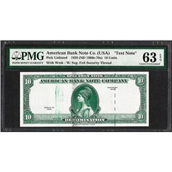 1929 10 Unit American Bank Note Co. "Test Note" PMG Choice Uncirculated 63EPQ