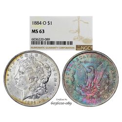 1884-O $1 Morgan Silver Dollar Coin NGC MS63 Amazing Toning
