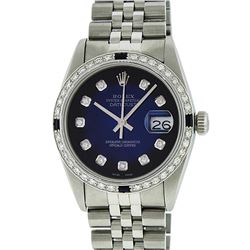 Rolex Men's Stainless Steel Blue Vignette Diamond & Sapphire Datejust Wristwatch