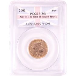 2001 Great Britain Sovereign Gold Coin NGC MS66 One of First Thousand Struck