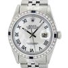 Rolex Men's Stainless Steel MOP Roman 36MM Diamond & Sapphire Datejust Wristwatch