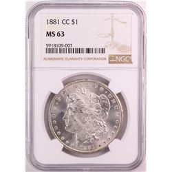 1881-CC $1 Morgan Silver Dollar Coin NGC MS63