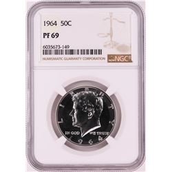 1964 Proof Kennedy Half Dollar Coin NGC PF69