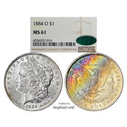 1884-O $1 Morgan Silver Dollar Coin NGC MS61 CAC Amazing Toning