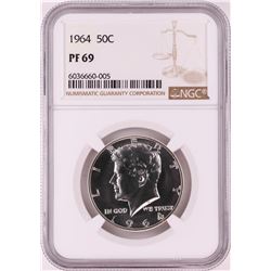 1964 Proof Kennedy Half Dollar Coin NGC PF69