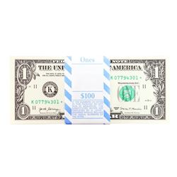 Pack of (100) Consecutive 2017 $1 Federal Reserve STAR Notes Dallas