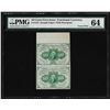 Image 1 : Uncut Pair of 1862 Ten Cents First Issue Fractional Notes PMG Choice Uncirculated 64
