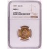 Image 1 : 1891-CC $5 Liberty Head Half Eagle Gold Coin NGC MS61