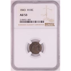 1843 Seated Liberty Half Dime Coin NGC AU53