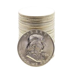 Roll of (20) Brilliant Uncirculated 1954-D Franklin Half Dollar Coins