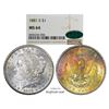 Image 1 : 1881-S $1 Morgan Silver Dollar Coin NGC MS64 CAC Amazing Toning