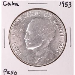 1953 Republic of Cuba 1 Peso 100th Anniversary of Jose Marti Silver Commemorative Coin