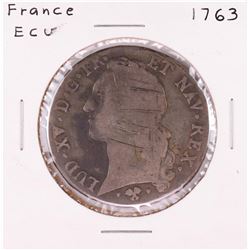 1763 France Louis XV ECU Coin