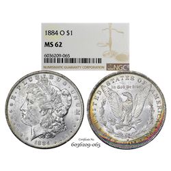 1884-O $1 Morgan Silver Dollar Coin NGC MS62 Great Toning