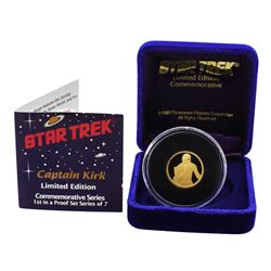 Limited Edition 1989 Star Trek Captain Kirk Commemorative 1/4 oz Gold Medal w/COA