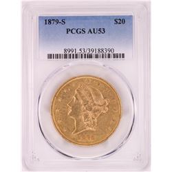 1879-S $20 Liberty Head Double Eagle Gold Coin PCGS AU53