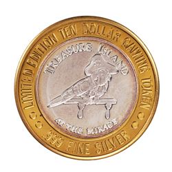 .999 Silver Treasure Island Las Vegas $10 Casino Limited Edition Gaming Token