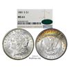 Image 1 : 1881-S $1 Morgan Silver Dollar Coin NGC MS61 CAC Amazing Toning