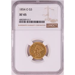1854-O $3 Indian Princess Head Fold Coin NGC XF45