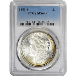 1881-S $1 Morgan Silver Dollar Coin PCGS MS64 Amazing Toning