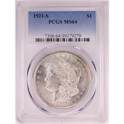 1921-S $1 Morgan Silver Dollar Coin PCGS MS64