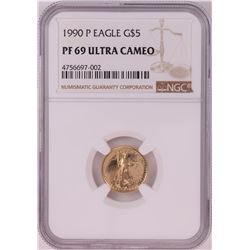1990-P $5 Proof American Gold Eagle Coin NGC PF69 Ultra Cameo