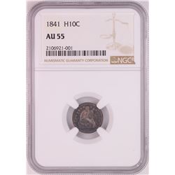 1841 Seated Liberty Half Dime Coin NGC AU55