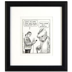 Dan Piraro Bizarro "Elephant Man (6/7/96-D)" Original Pen And Ink on Paper