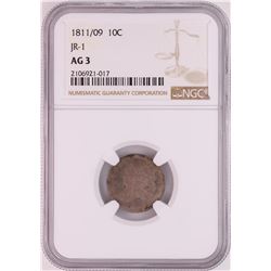 1811/09 JR1 Capped Bust Dime Coin NGC AG3