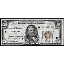 1929 $50 Federal Reserve Bank Note Cleveland