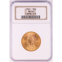 1901 $10 Liberty Head Eagle Gold Coin NGC MS65
