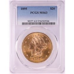 1895 $20 Liberty Head Double Eagle Gold Coin PCGS MS63