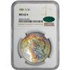 Image 2 : 1881-S $1 Morgan Silver Dollar Coin NGC MS62* Star CAC Amazing Toning