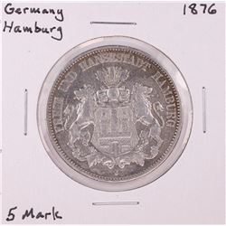 1876 Germany Hamburg 5 Mark Silver Coin