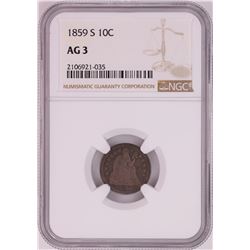 1859-S Seated Liberty Dime Coin NGC AG3